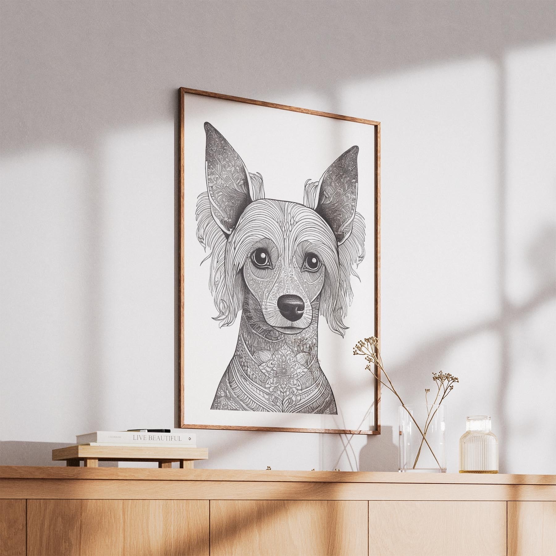 Chinese Crested Mandala Black and White Dog Series image 5