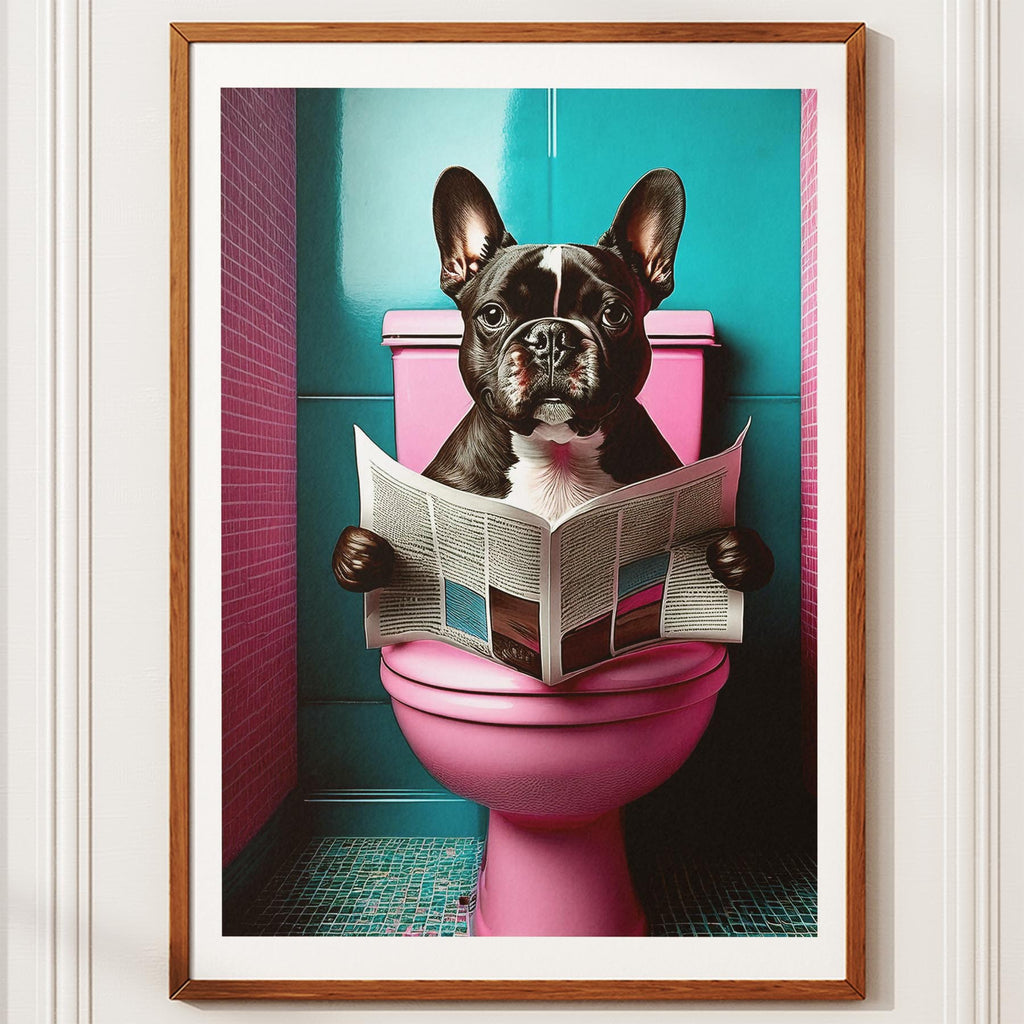 French Bulldog Toilet Dogs PInk and Turquise image 10
