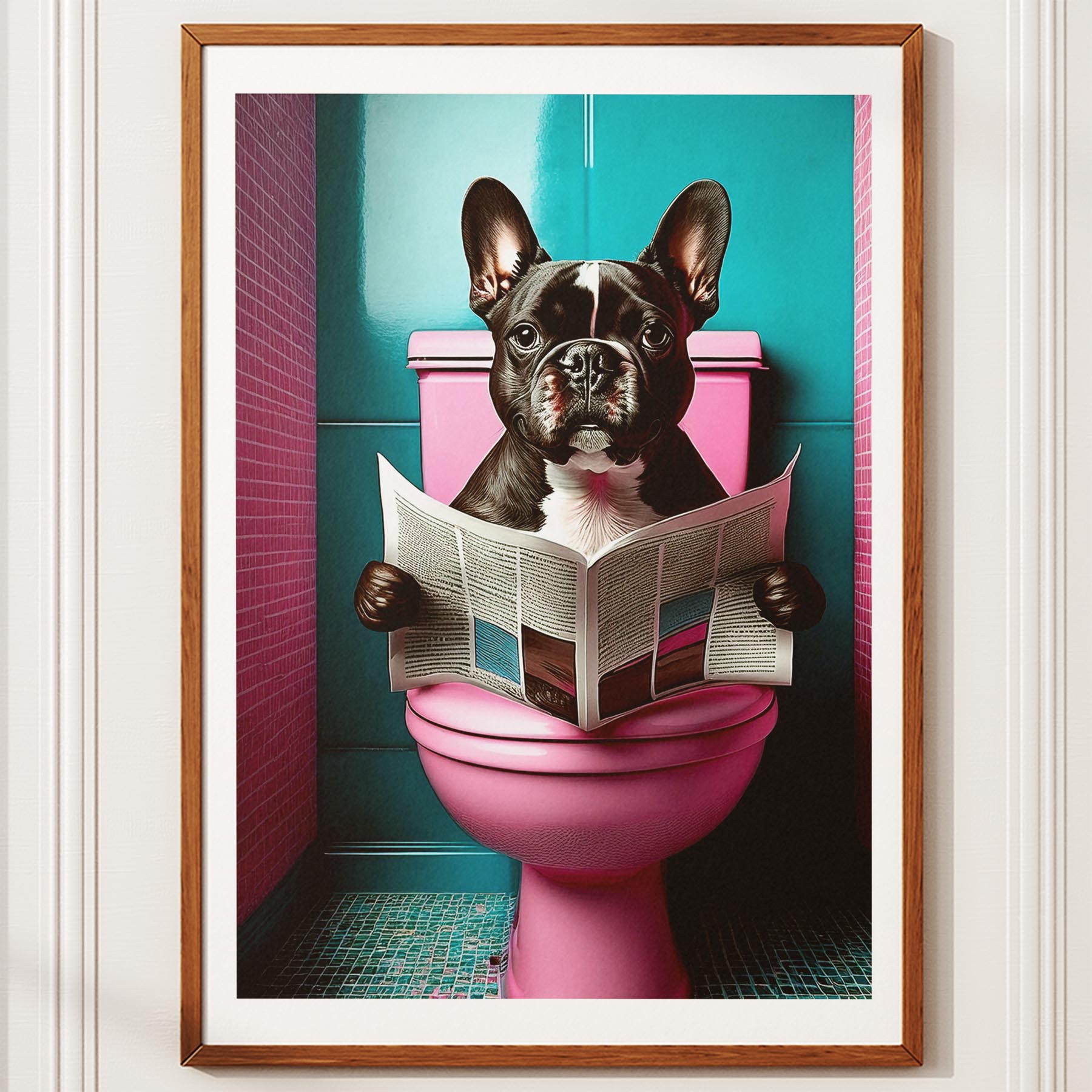 French Bulldog Toilet Dogs PInk and Turquise image 10