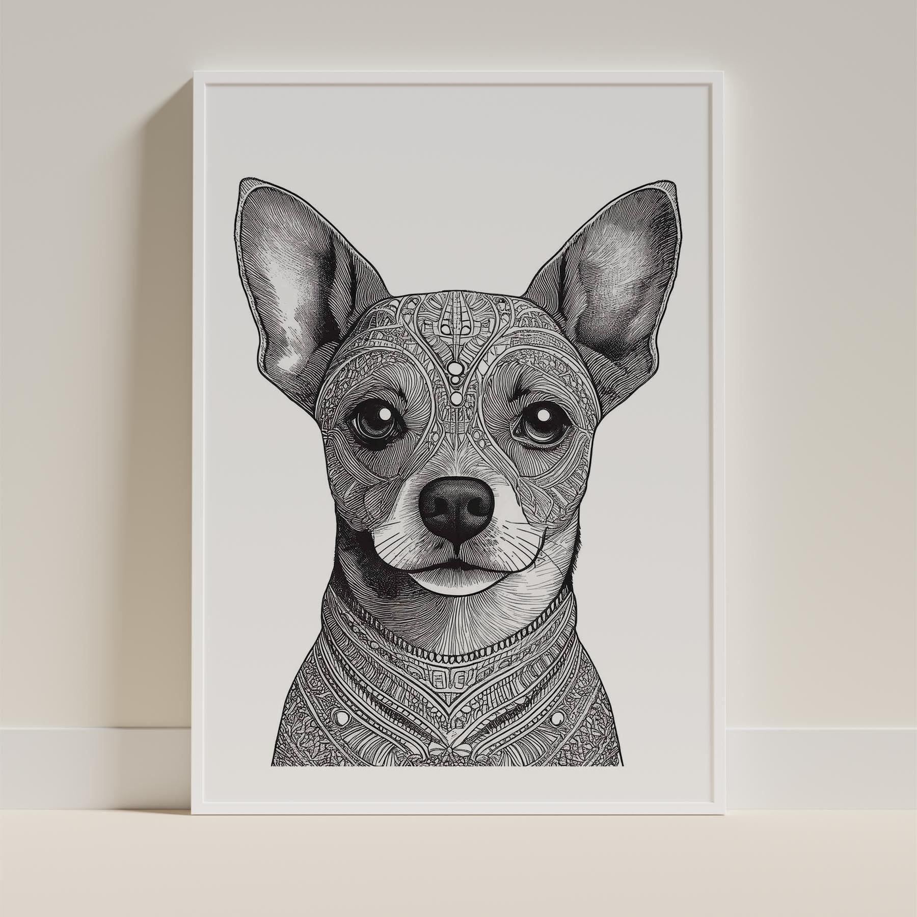 Chihuahua Mandala Black and White Dog Series image 9