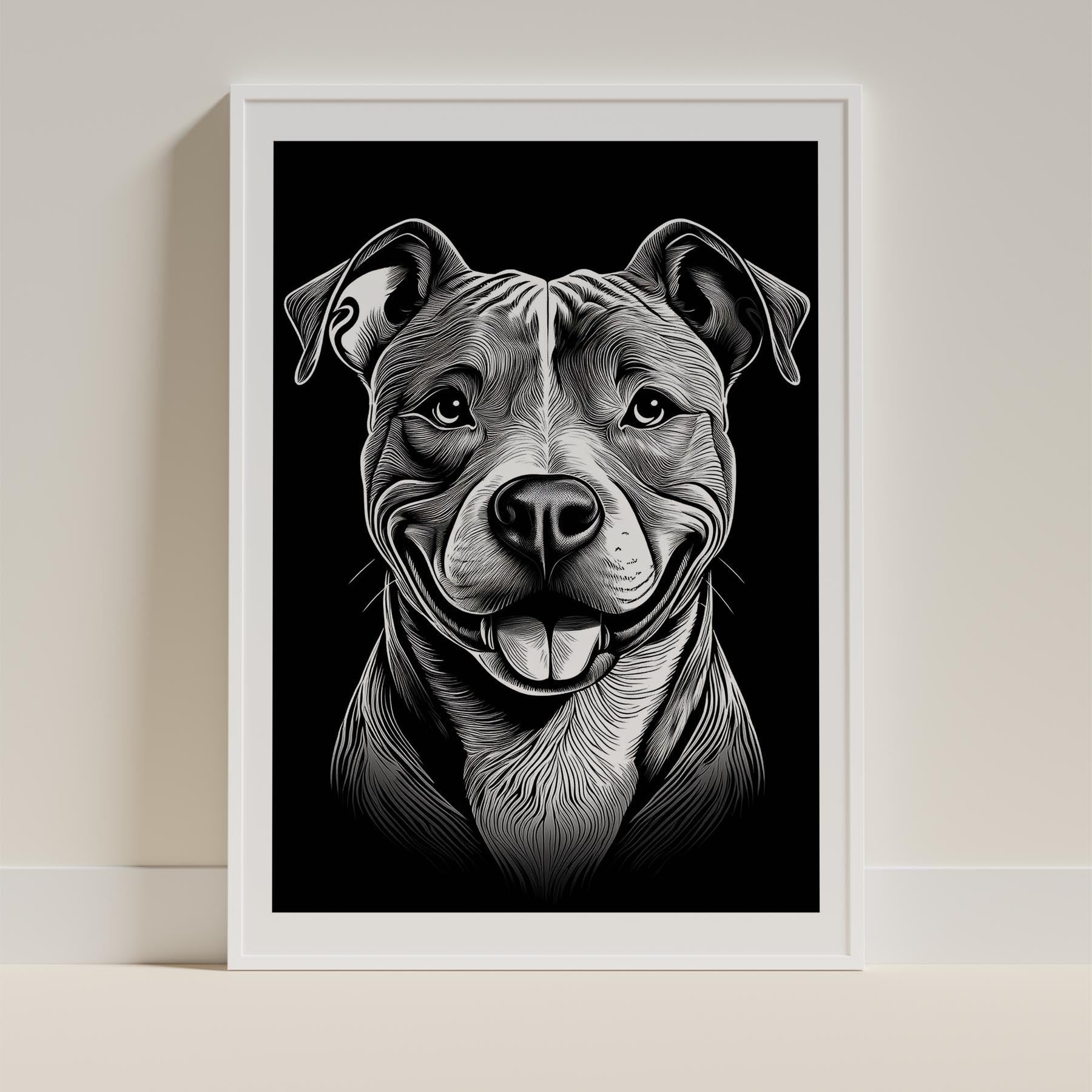 American Pitbull Terrier Line Dog Series in Black and White image 9