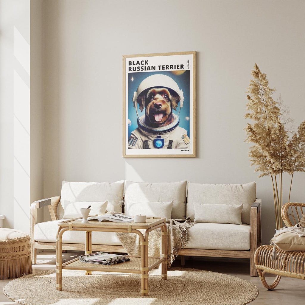 Black Russian Terrier Astronaut Dog Series with Text Astro Dog image 2