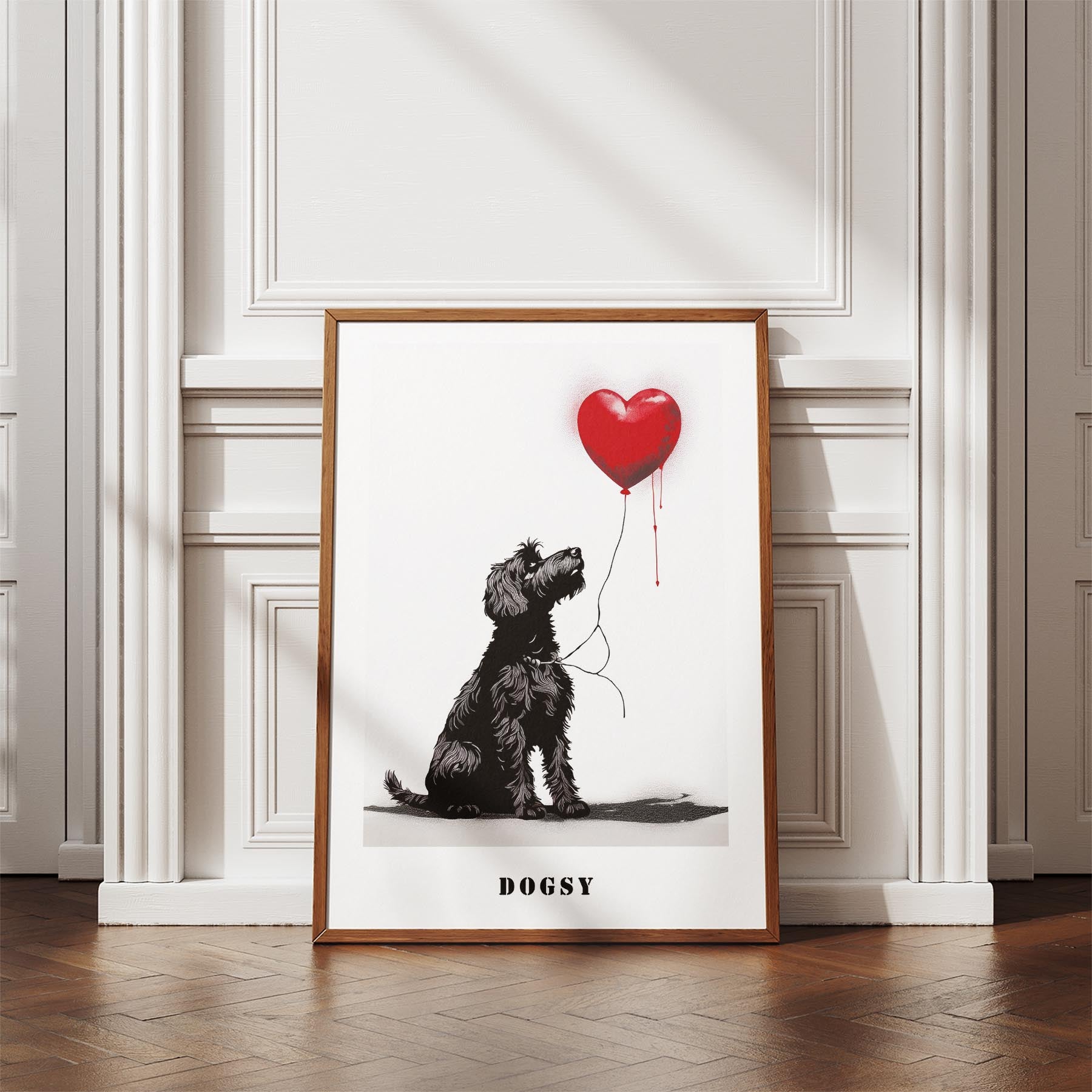 Black Russian Terrier DOGSY Series inspired by the Art of Banksy with text Dogsy image 4