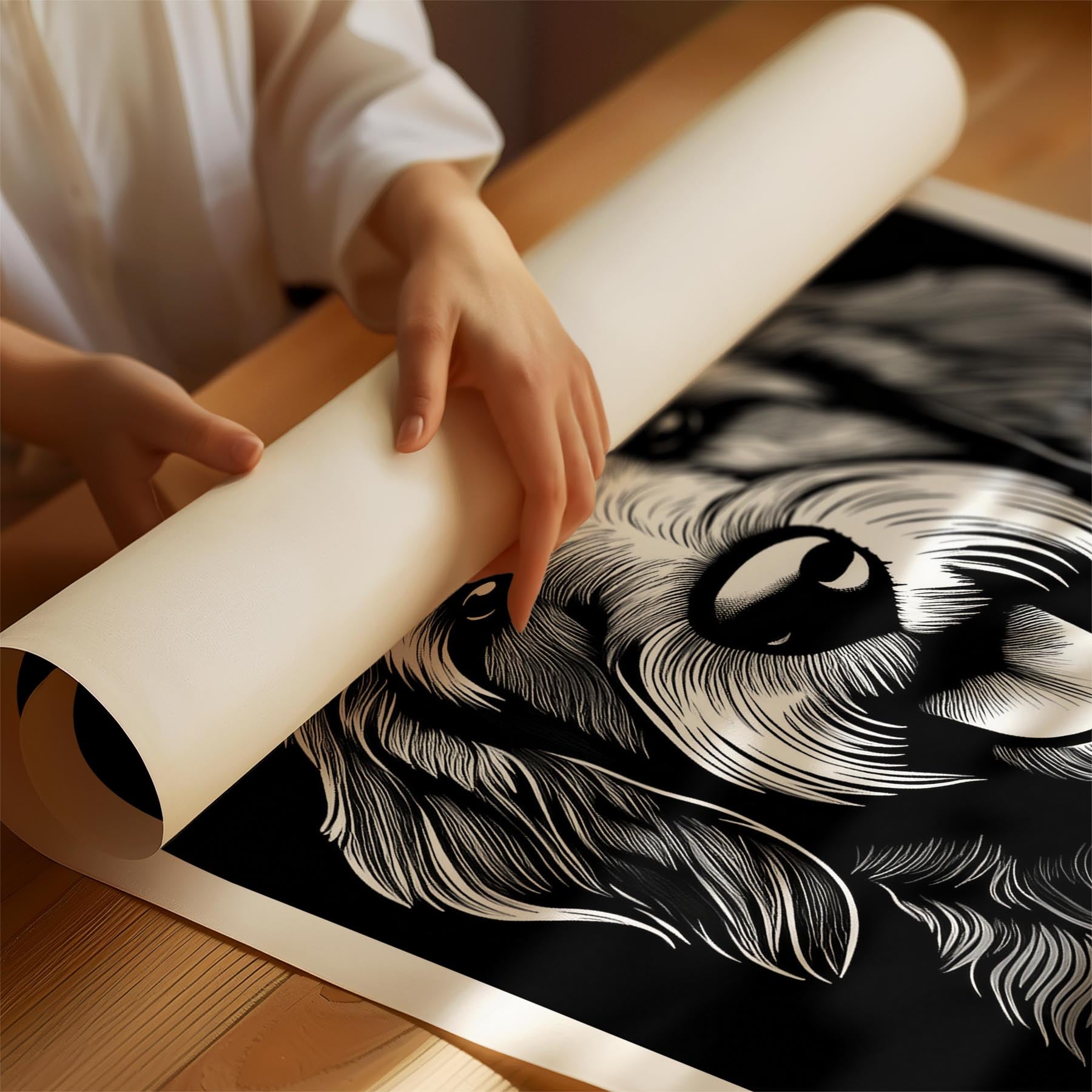 Groodle Line Dog Series in Black and White image 1