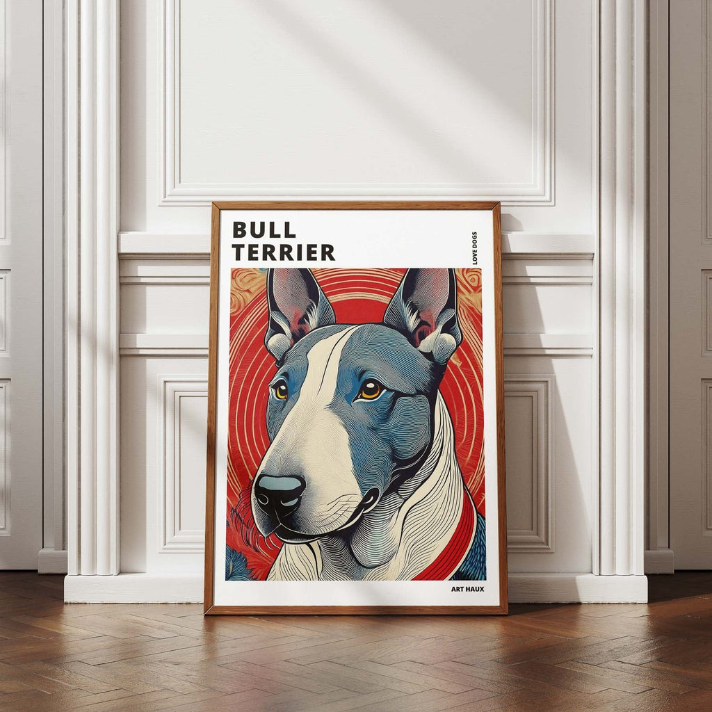 Bull Terrier Hokusai Japanese Inspired Dog Series with Text image 4