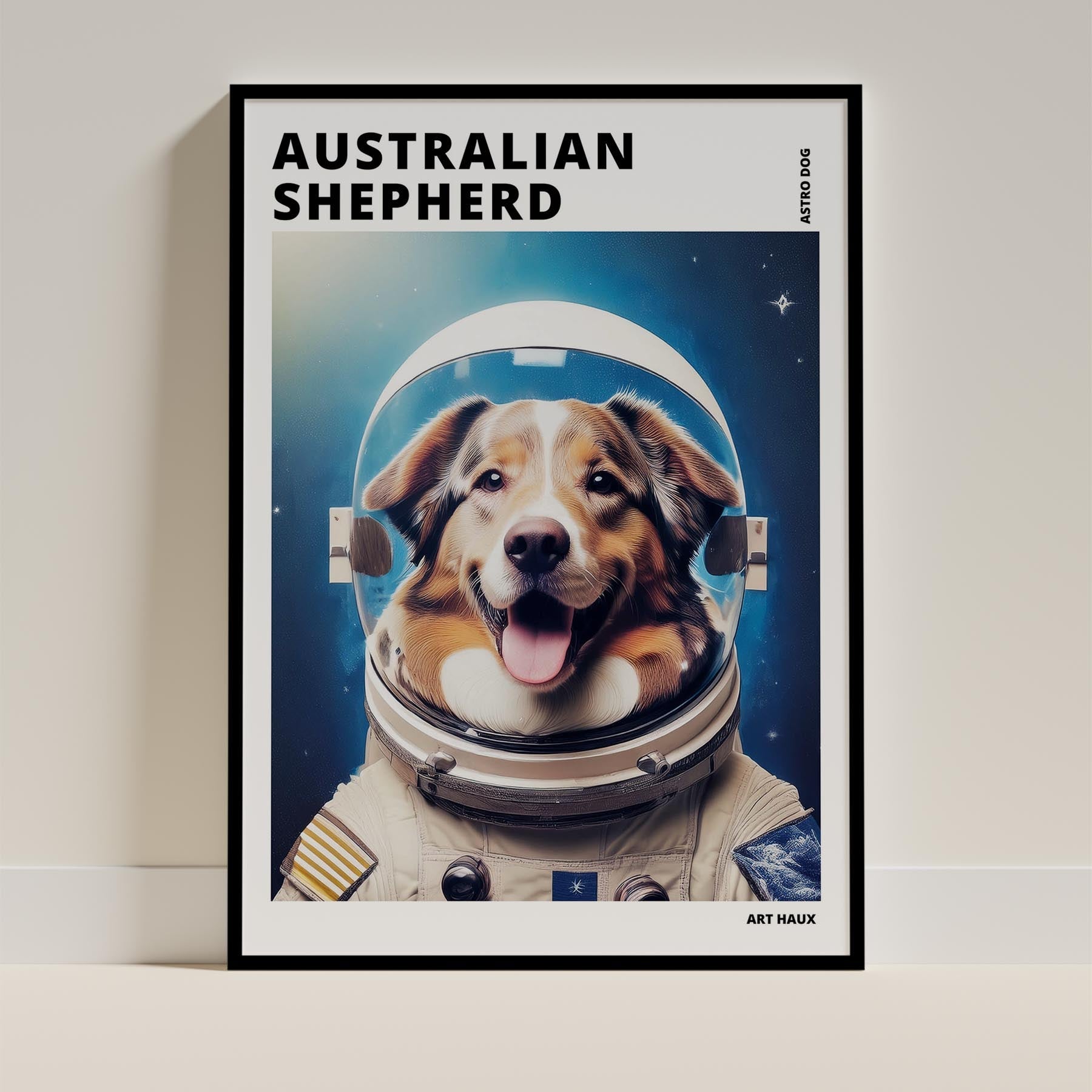 Australian Shepherd Astronaut Dog Series with Text Astro Dog image 11