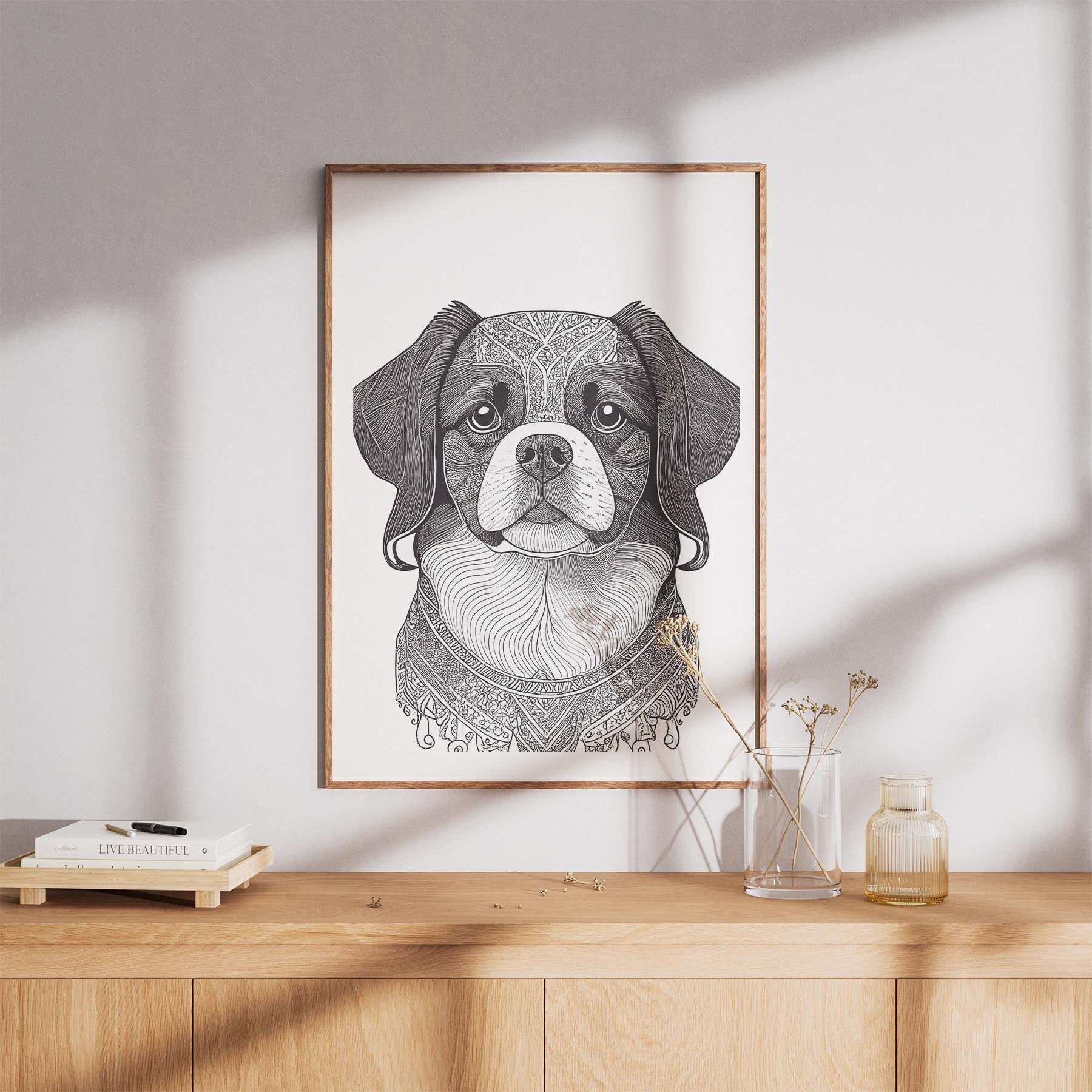 Japanese Chin Mandala Black and White Dog Series image 8