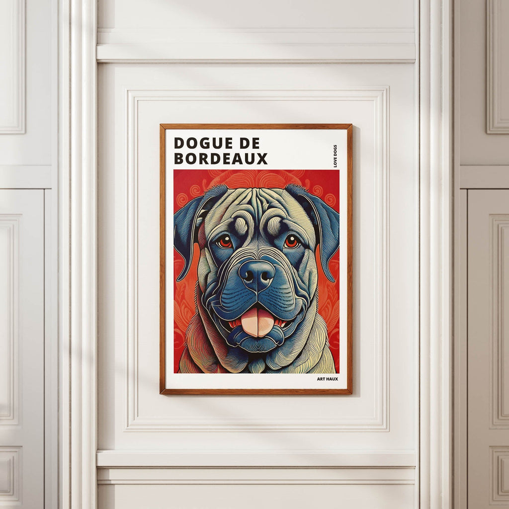 Dogue de Bordeaux Hokusai Japanese Inspired Dog Series with Text image 3
