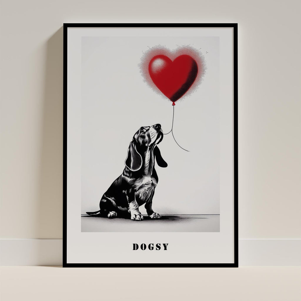 Basset Hound DOGSY Series inspired by the Art of Banksy with text Dogsy image 0